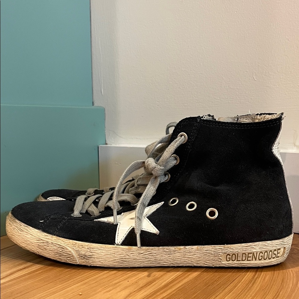 Golden Goose Black and White High-Top Sneakers